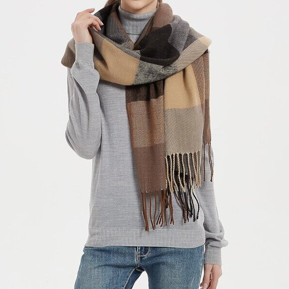 Women's Fashion Long Shawl Big Grid Winter Warm Lattice Large Scarf - Picture 5 of 5